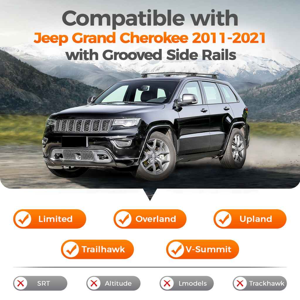 Roof rack crossbar for Jeep Grand Cherokee 2011-2021, with Grooved Side Rails