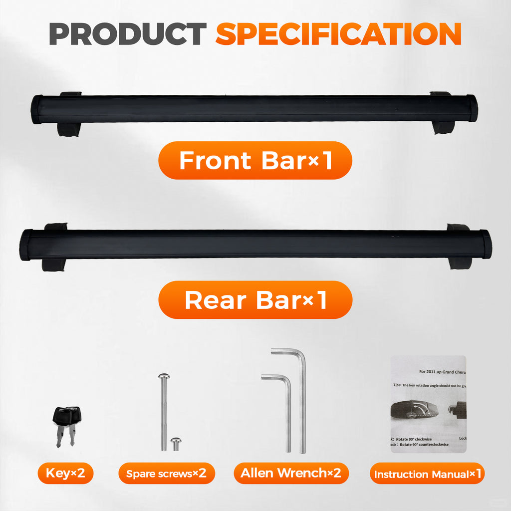 Roof rack crossbar for Jeep Grand Cherokee 2011-2021, with Grooved Side Rails